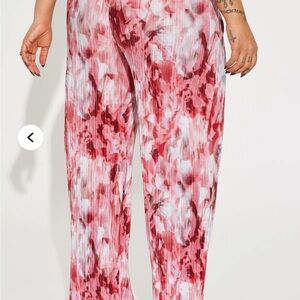 Fashion Nova Red and White Wide Leg Pants